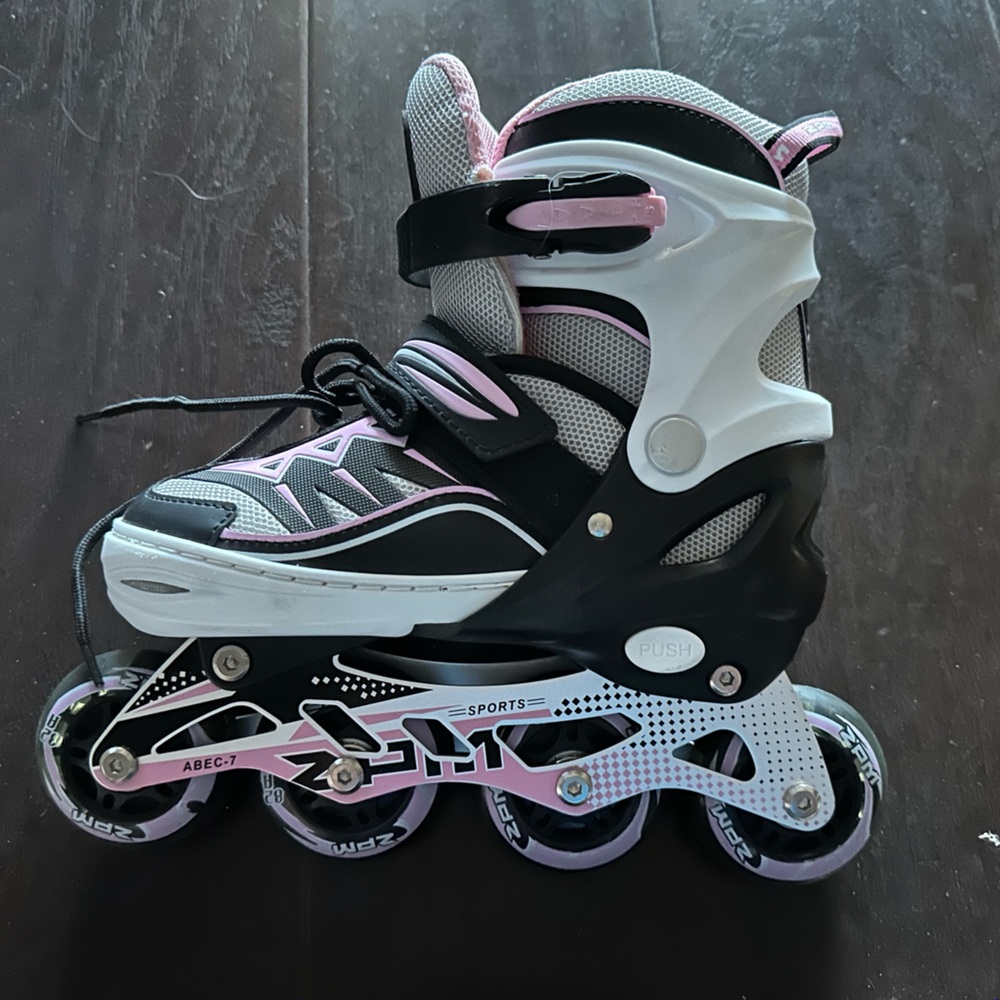 pink black zpm sports rollerblades youth 13-3